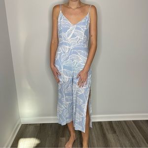 Blue + White tropical romper 💫 size medium, gently used